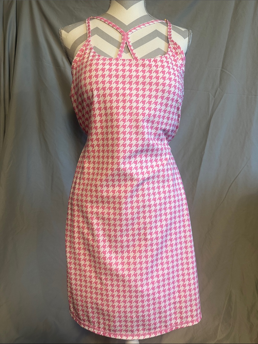 Halara Pink Tennis/Golf Strappy Women's Dress with Built in Shorts w/ Pocket